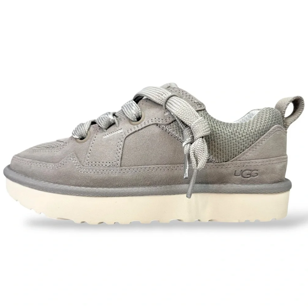 UGG Lo Lowmel Platform Sneakers Gray Suede Size 7 Y2K Preppy 90s Academia